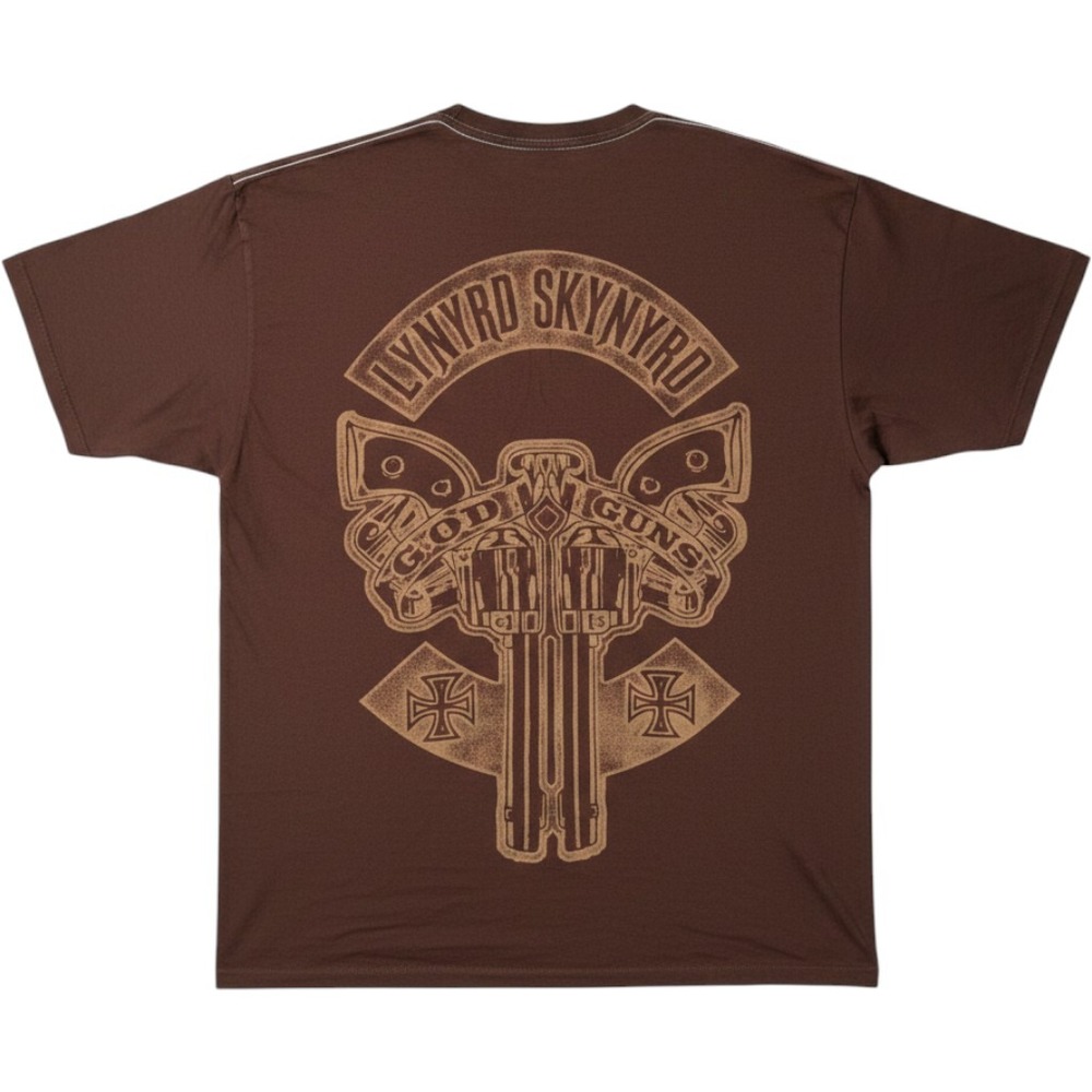 Trunk Ltd Lynyrd Skynyrd God & Guns Graphic T-Shirt Brown XL Men Made in USA Y2K